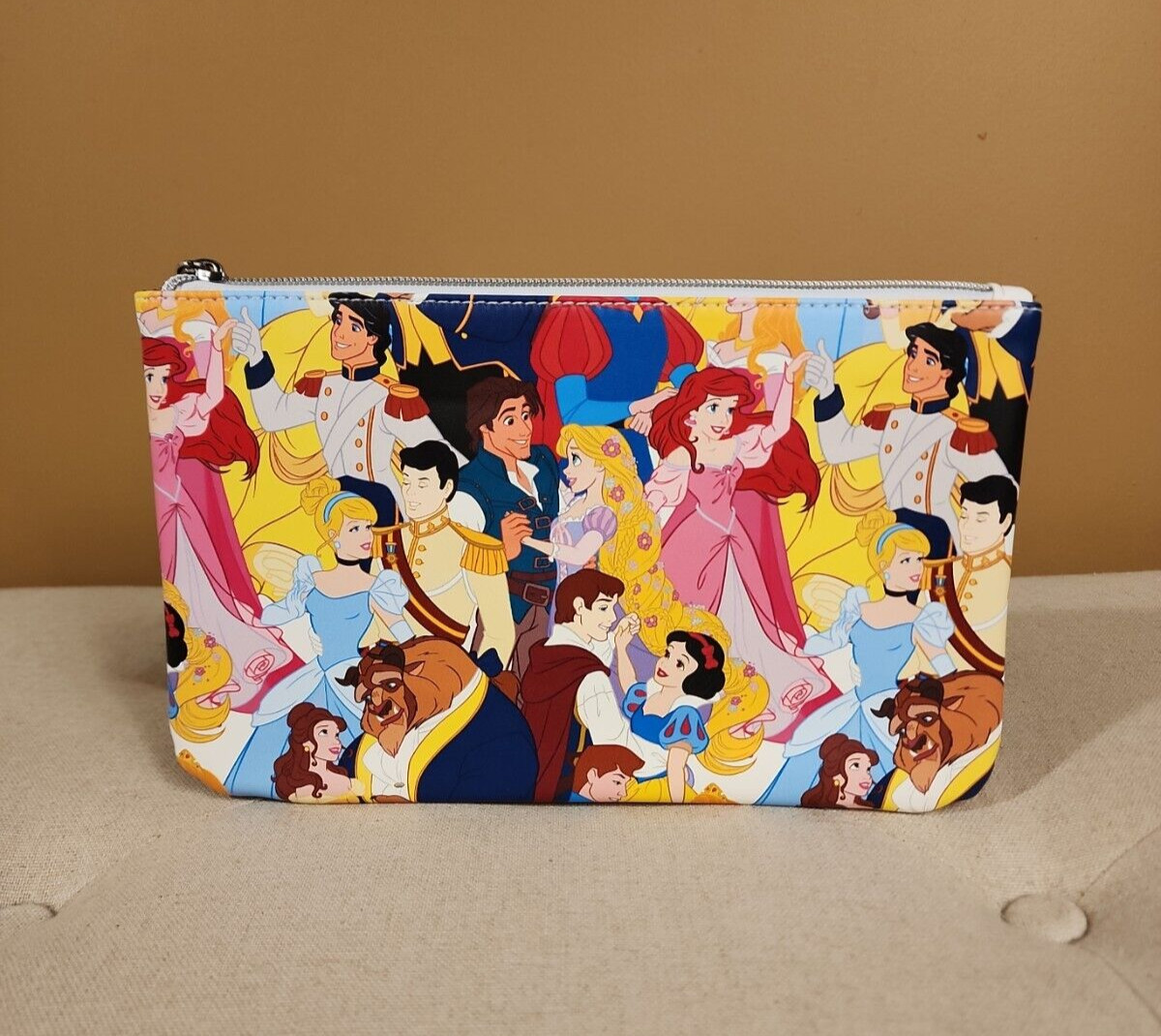 Buckle Down Disney Princess Couples Love AOP Print Cosmetic Bag Makeup Pouch NEW