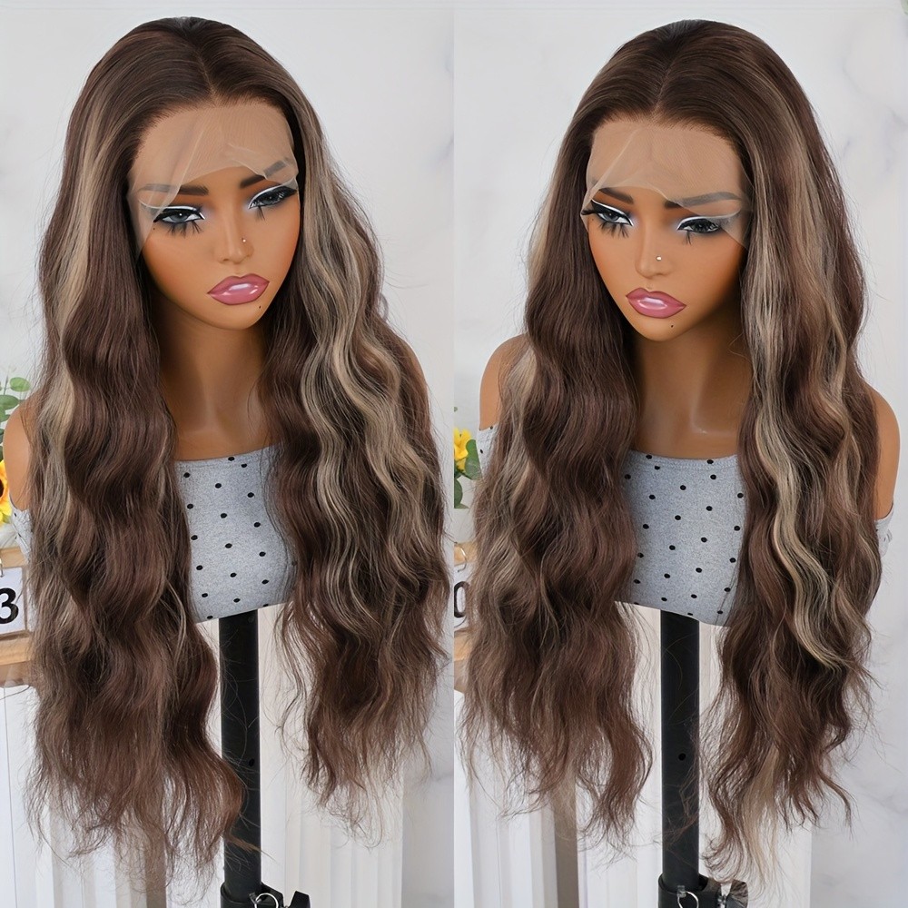 Brown Blonde Ombre Mixed Color Curly Wave Lace Front Wigs Women's Natural Hair