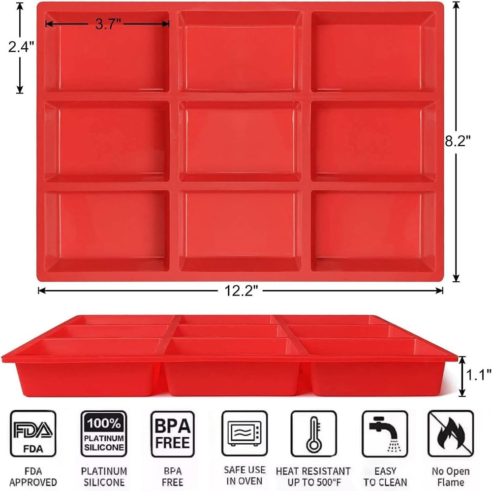 2 Pack Silicone Mini Loaf Pans, 9-Cavity Non-Stick Bread Cake Baking Mold