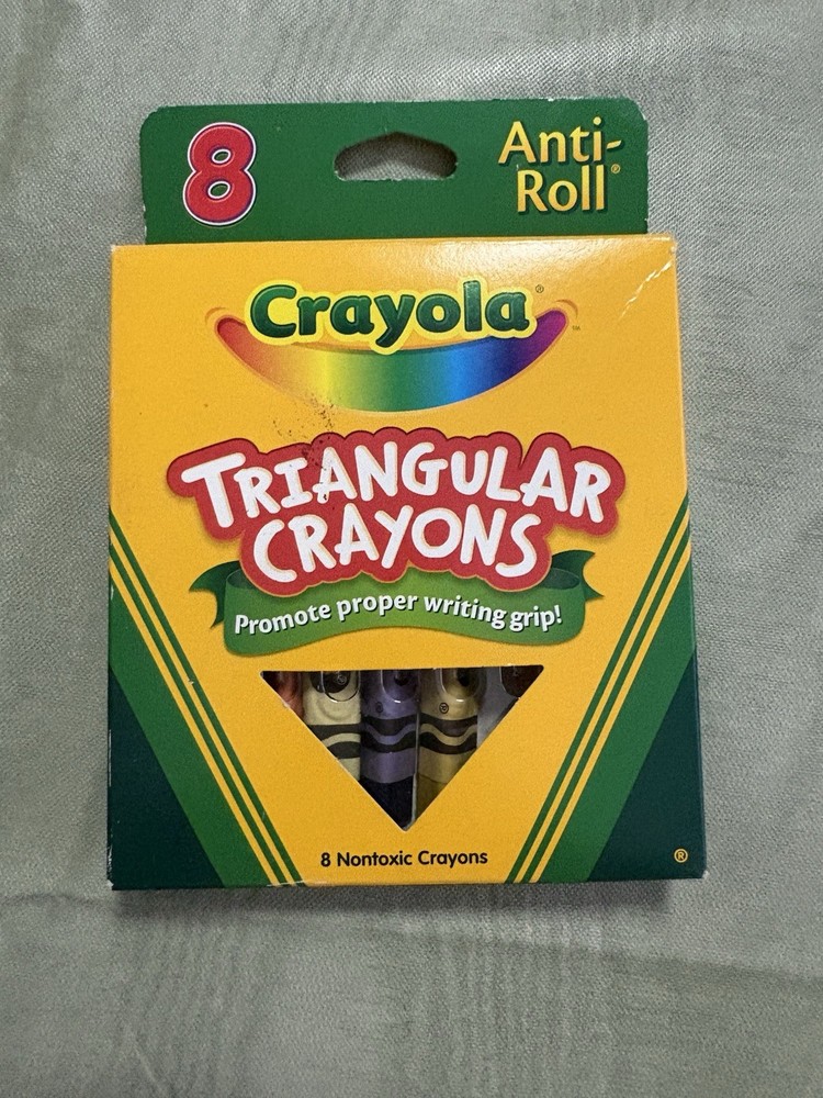 Crayola Anti-Roll Triangular Crayons, 8 Classic Colors