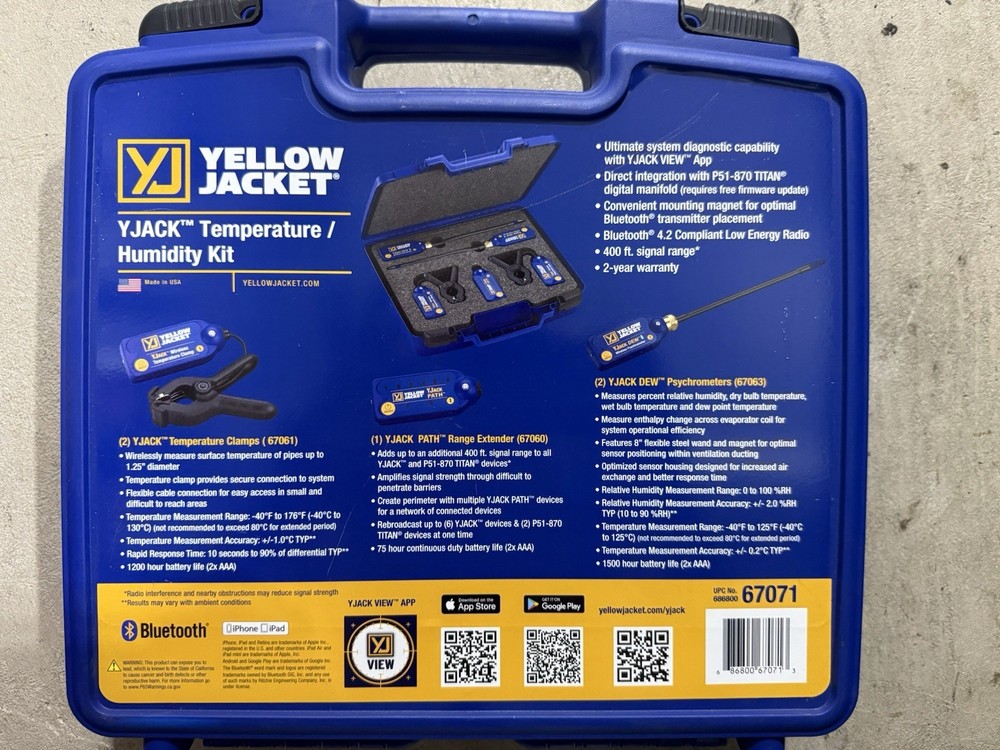 Yellow Jacket YJACK Temperature & Humidity Kit 67071 Bluetooth