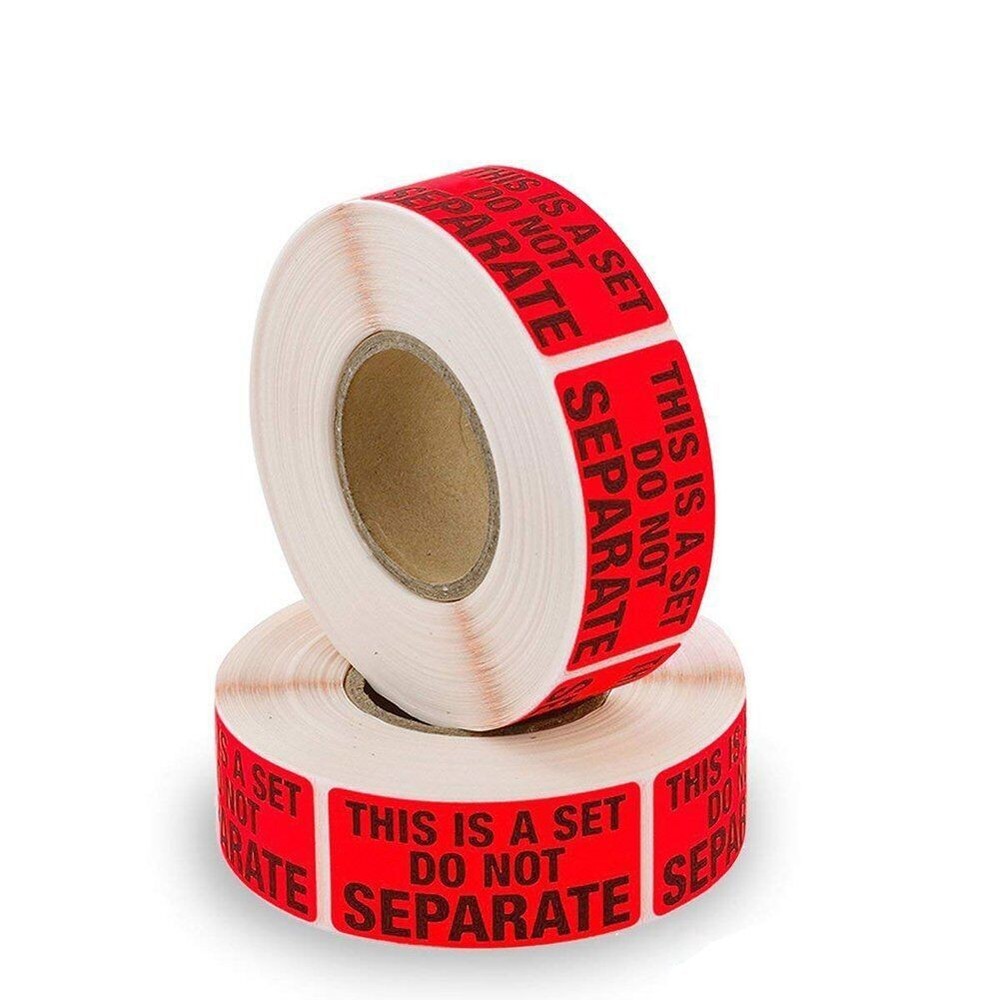 2Rolls 1"x2" Red Warning Stickers This is a Set Do Not Separate Packaging Labels