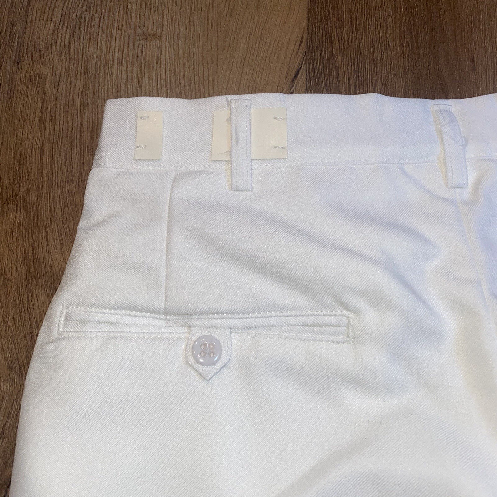 Mens Bell Bottom Pants Vintage Polyester White Flare Leg Mod New NOS 28 Unhemmed