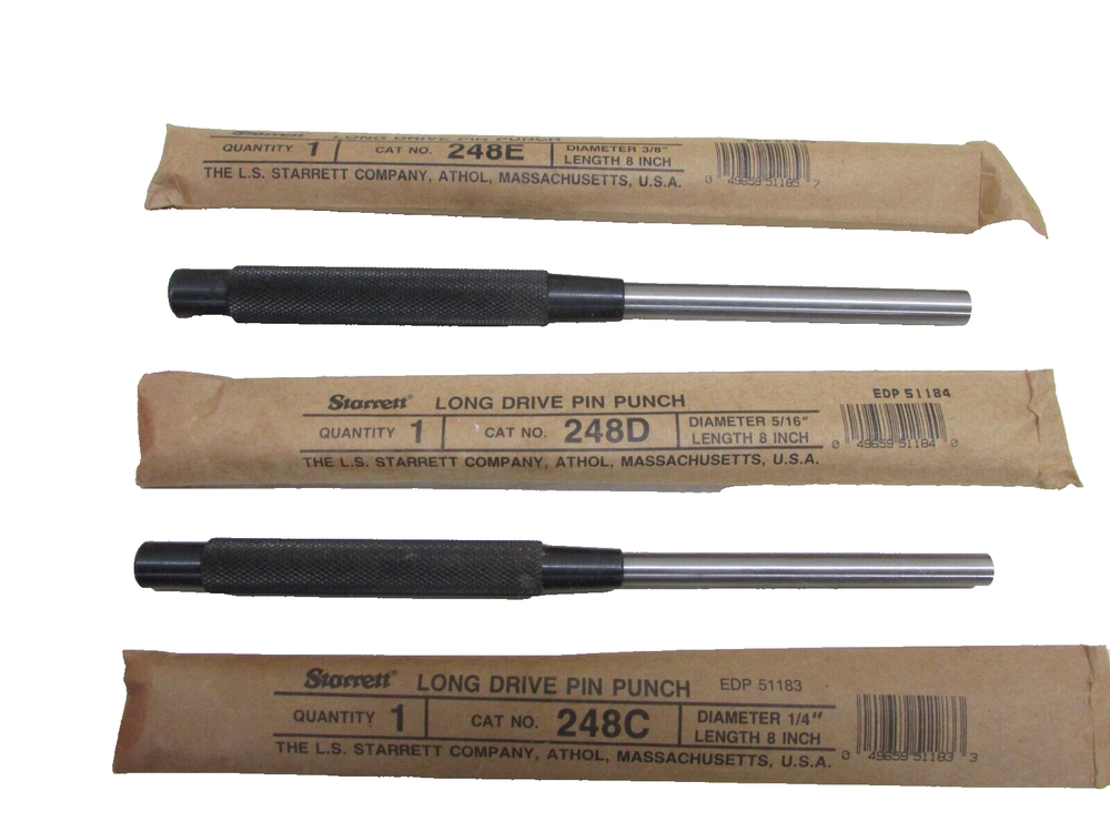 STARRETT TOOLS S248 5-pc. DRIVE PIN PUNCH SET, 8" LONG