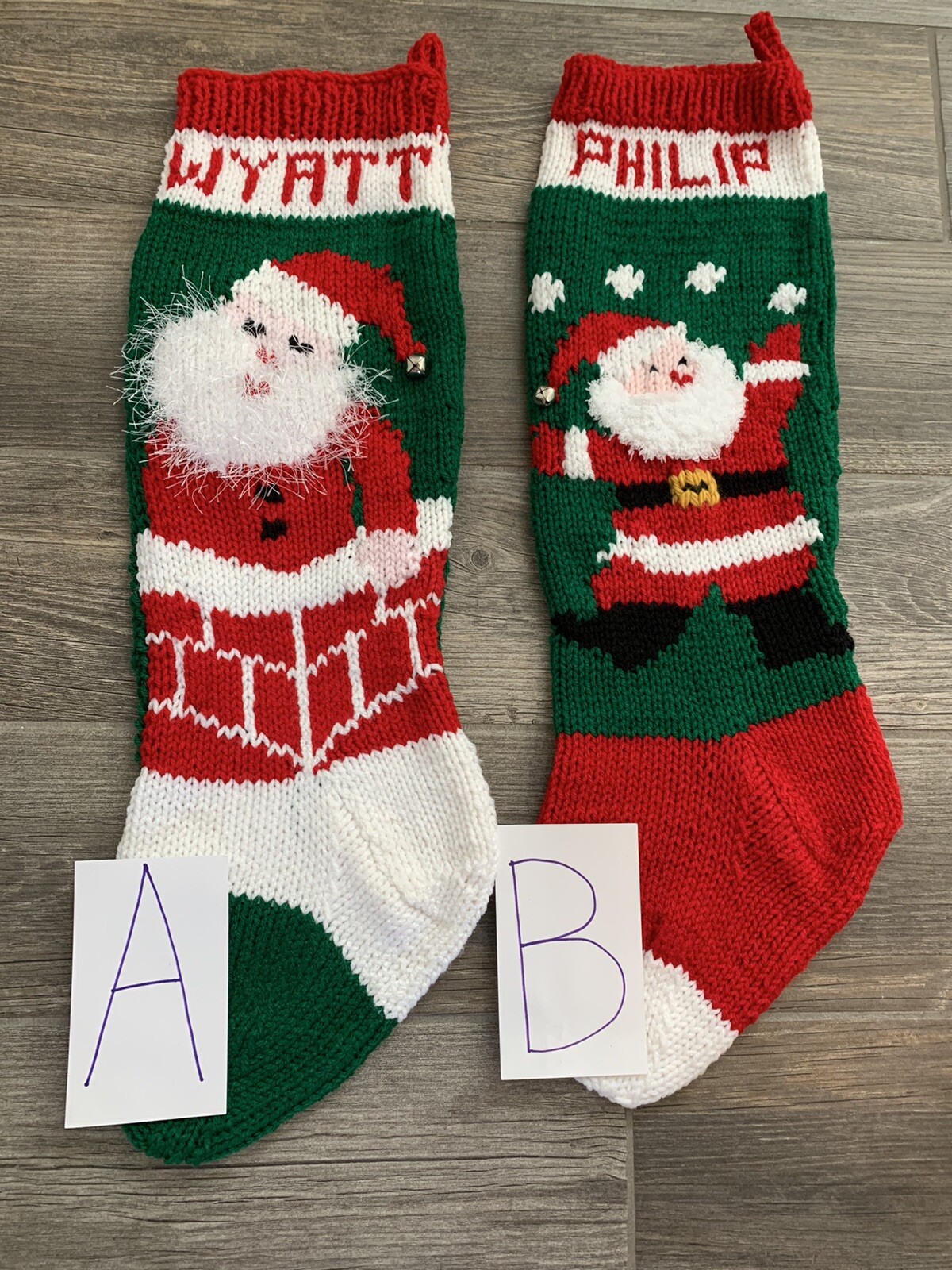Hand Knit Christmas Stocking~24" long Choose design & Name