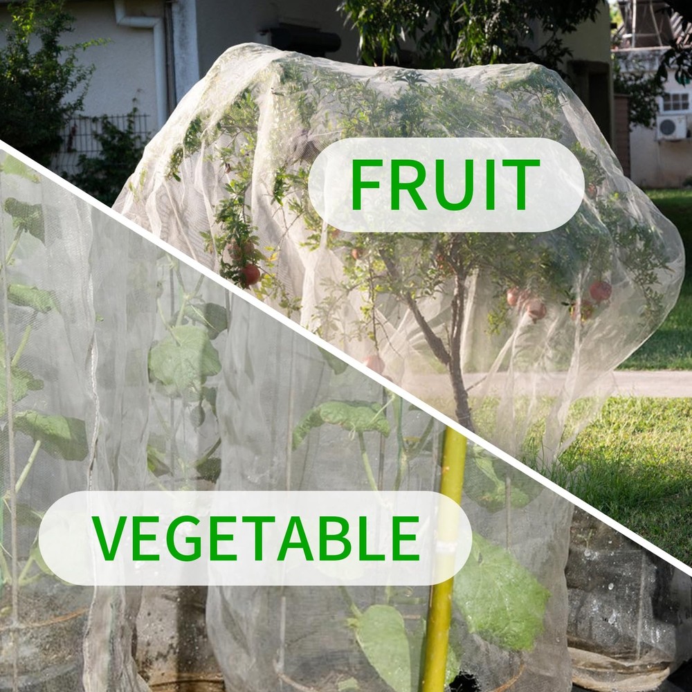 Large Fruit Tree Netting, 10x10Ft Insect Bird Barrier Netting with Drawstring...