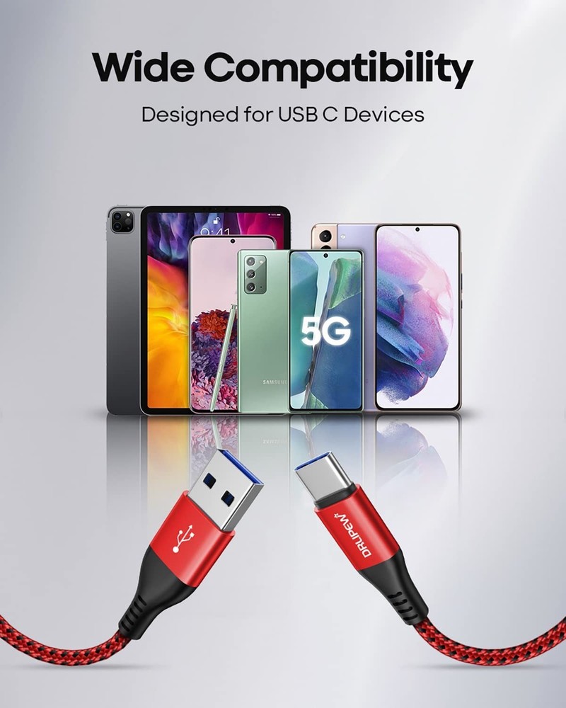 USB C Cable 10 ft 3Pack, Extra Long USB A to USB C Cable 10ft Braided Type C ...