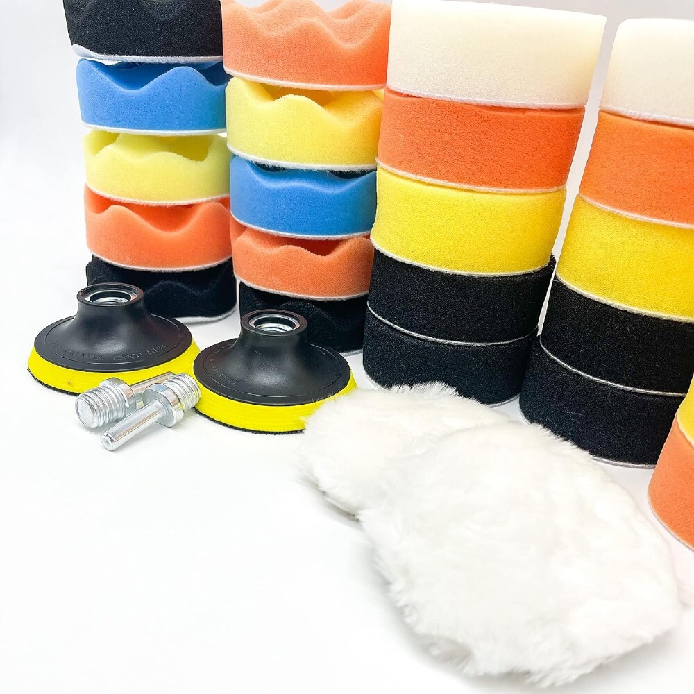 30 Pcs 3 inch Buffing Polishing Pads for Drill Adapter Car Auto Polisher