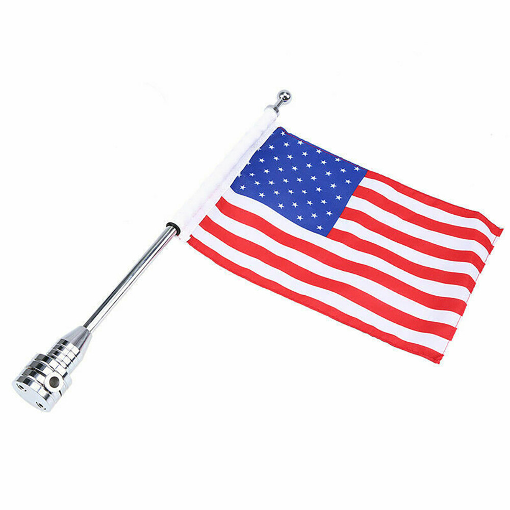 Chrome Motorcycle American USA Flag pole Luggage Rack Mount For Harley Touring