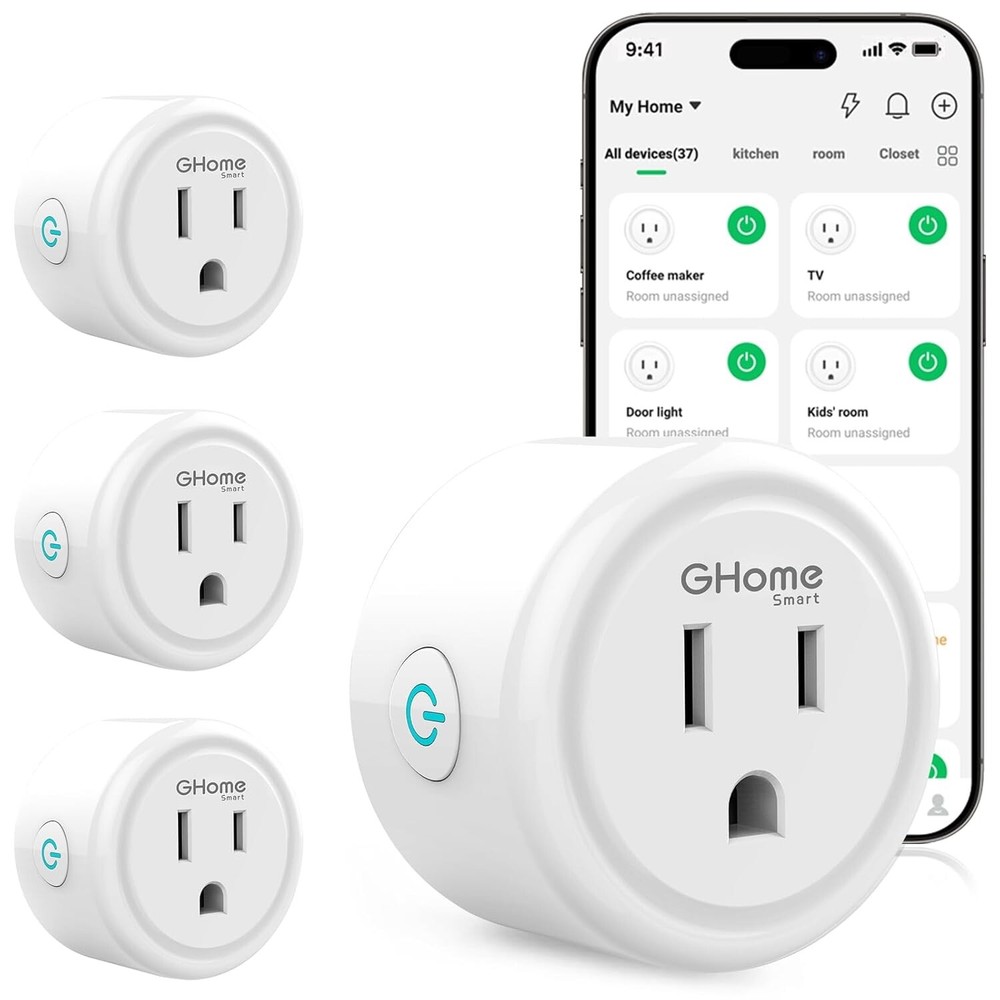 4 Pack Smart Plug, Wifi Mini Socket Outlet, Alexa Google Assistant Timer White