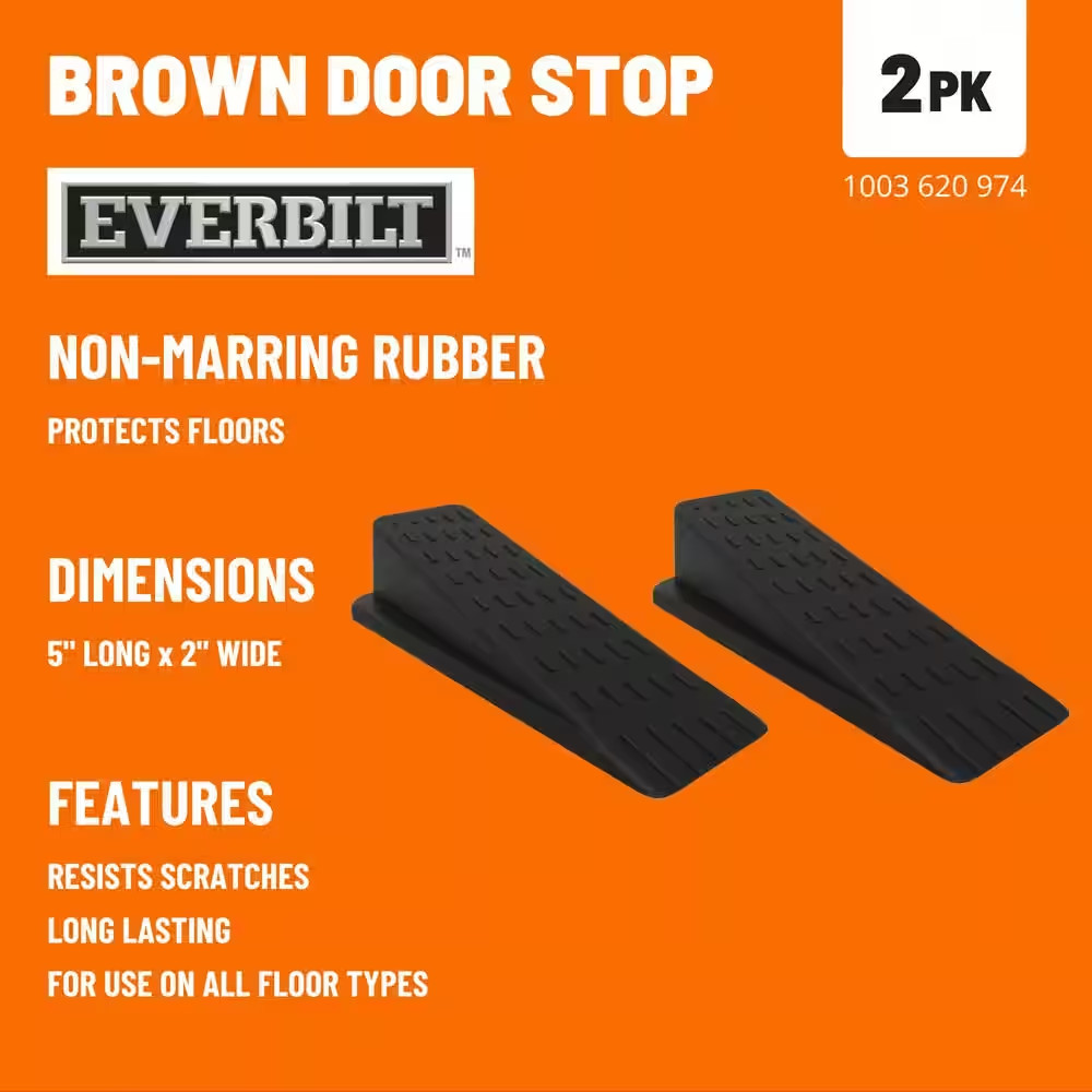 Heavy-Duty Brown Rubber Door Stop (2-Pack)