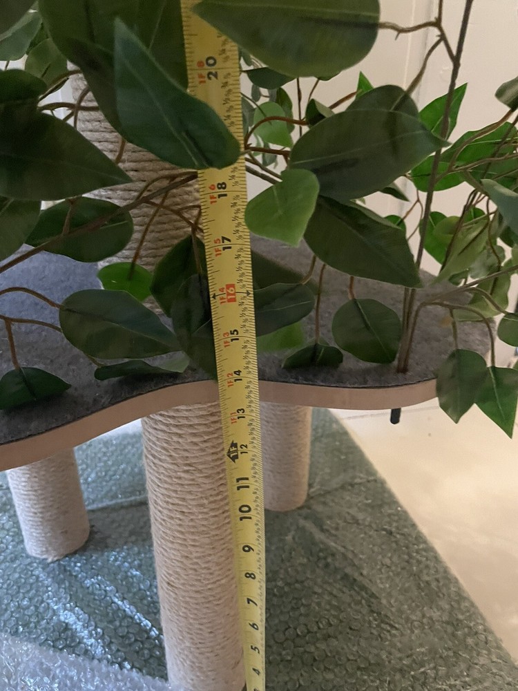 CAT TREE scratch post two tiers with branches and artificial leaves