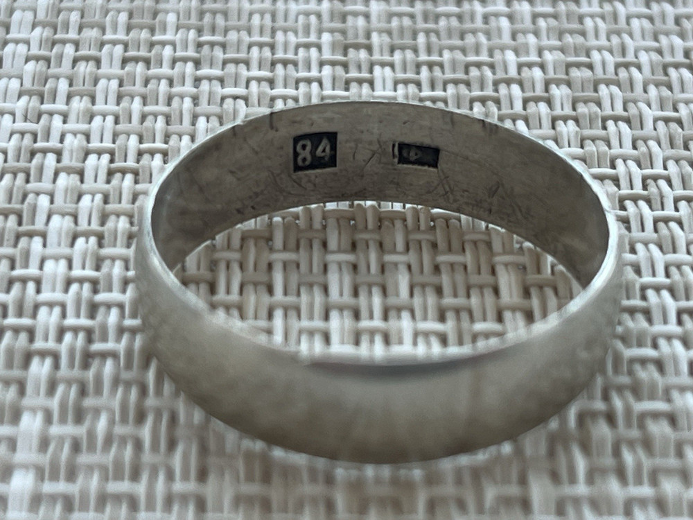 ANTIQUE RUSSIAN IMPERIAL 84 SILVER Wedding RING