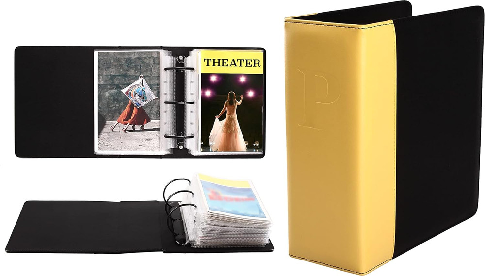 PU Leather Broadway Program Binder w/30 Sheet Protectors (Yellow/Black)