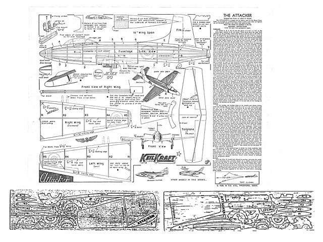 Attacker Jetex50 16" Wingspan RC Model Airplane Printed Plans & Templates