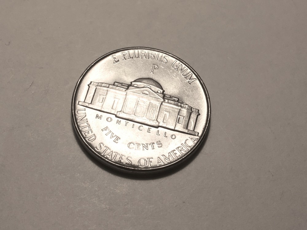 1943 P With Die Break on Reverse Error Ch BU Silver Jefferson Nickel#1