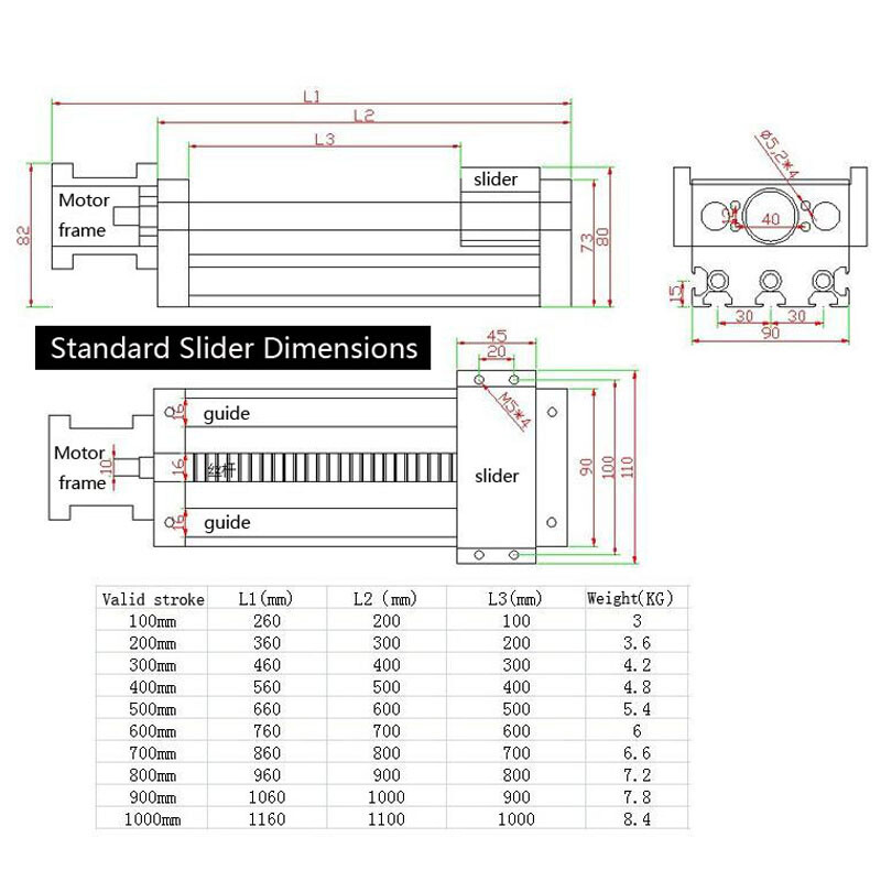 Ball Screw Linear CNC Slide Stroke Long Stage Actuator Module + 57 Stepper Motor