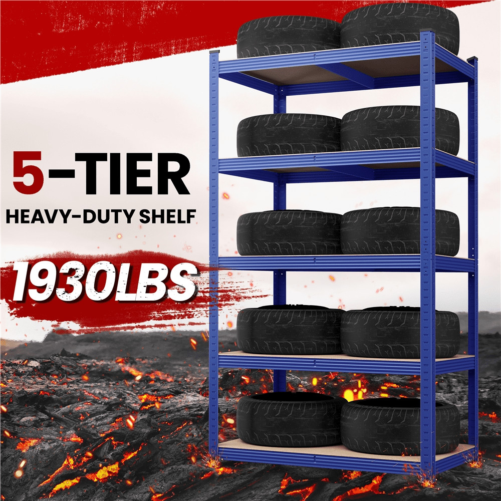 5-Tier Metal Boltless & Adjustable Storage Rack, Black