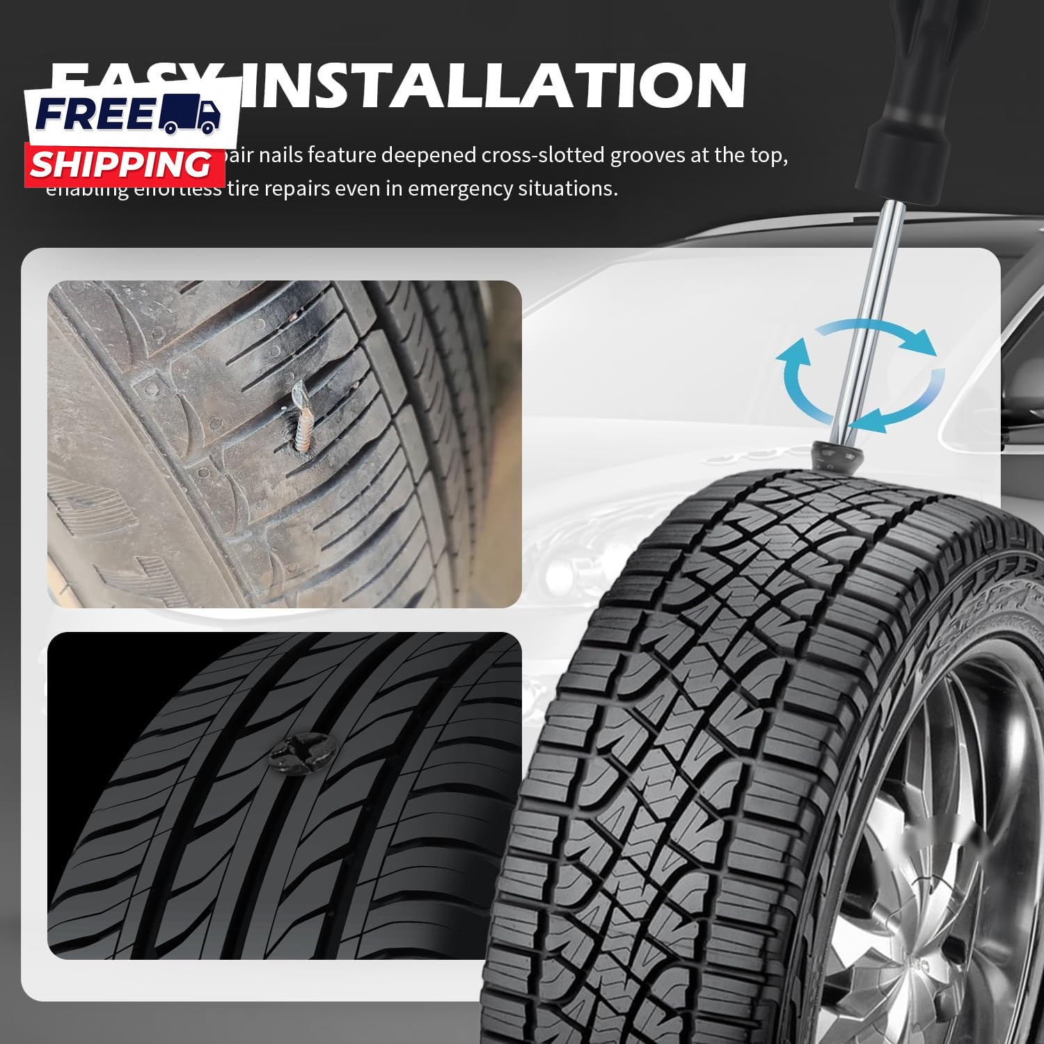 2026 Upgraded 60PCS Screw in Tire Plugs Self Service Tire Plugs Kit with Screwdr