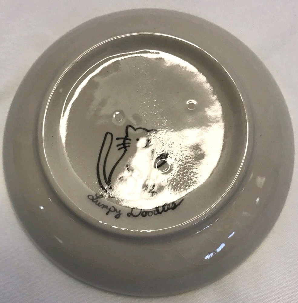 Lumpy Doodles Small Yellow With Flowers Trinket Dish