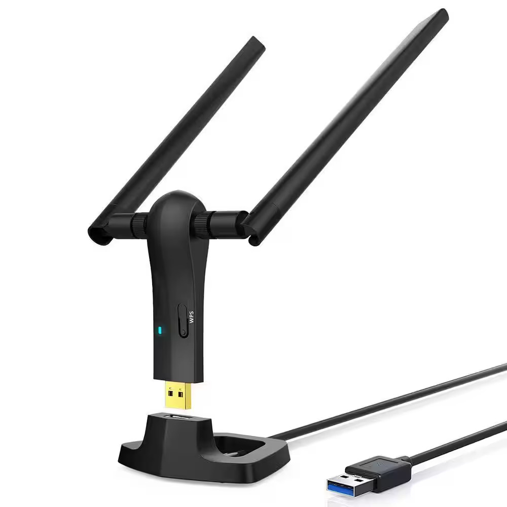 USB Wifi Adapter Network Adapter Black 1-Pack 1200Mbps Long Range Wireless Adapt