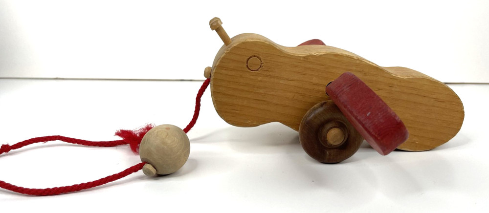 Vintage Wooden Pull Toy Bee Bug Pull Along Toy