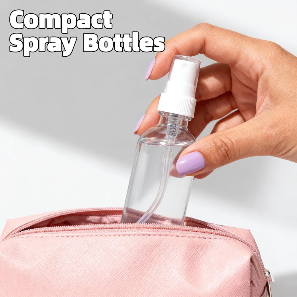 4 Pack 2Oz Clear Glass Spray Bottles, Fine Mist Refillable Atomizer for Essentia