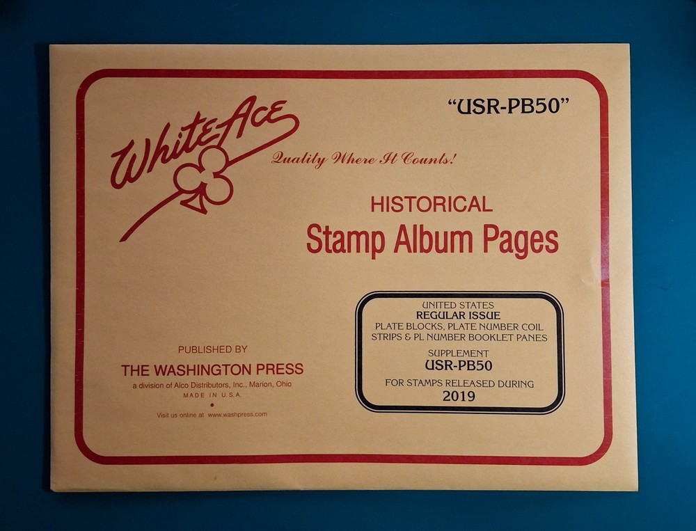 White Ace Stamp Album Supplement - Regular Issue Plate Blocks - 2019  USR-PB50