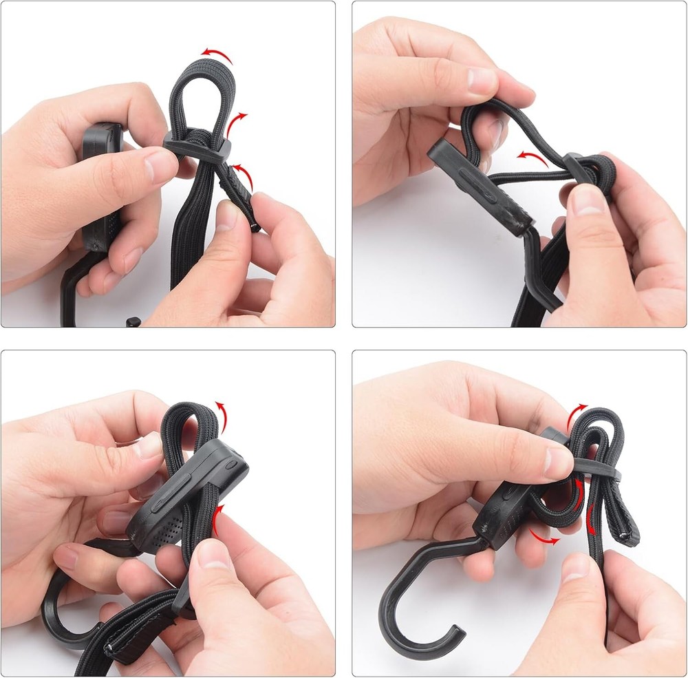 4PCS Adjustable Flat Bungee Cords , Hooks 40 Inch, Heavy Duty Rubber Long Straps