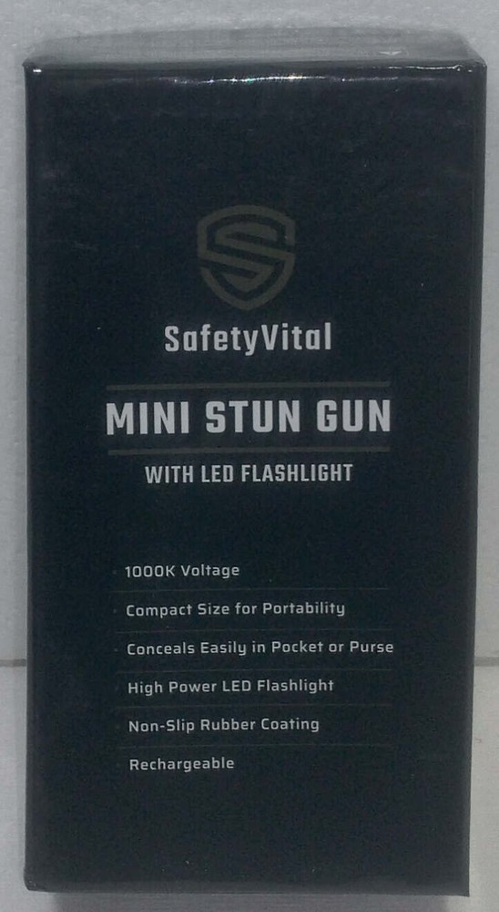 SafetyVital Rechargeable Compact Stun Gun w/ LED Flashlight