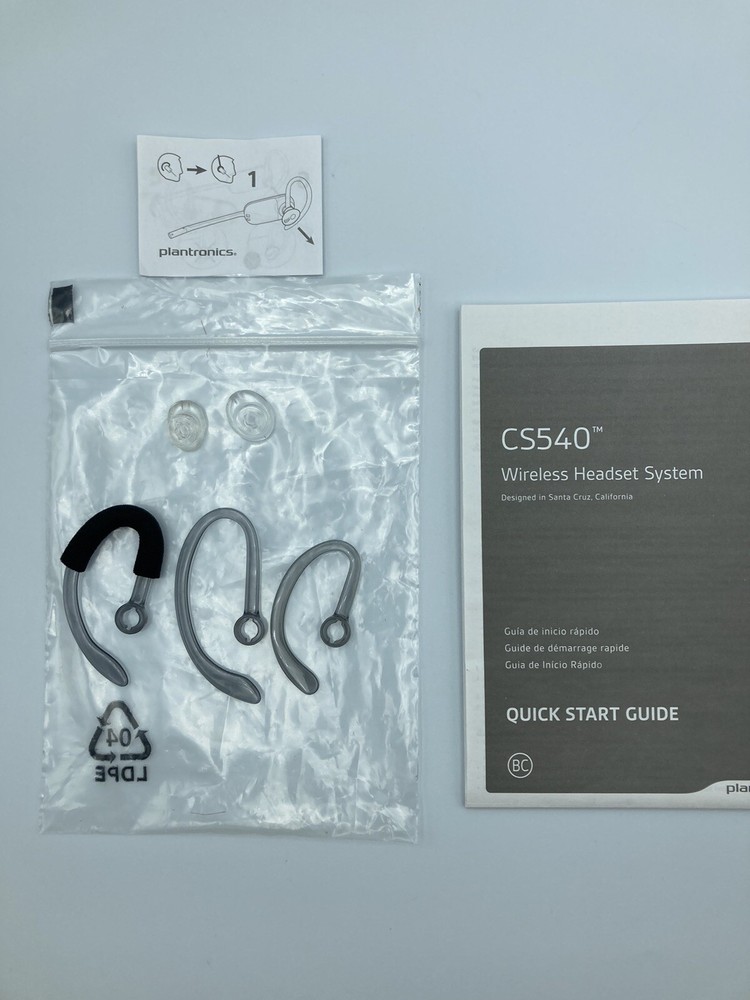 Plantronics CS540 Wireless Headset Quick Start Guide Spare Ear Pieces