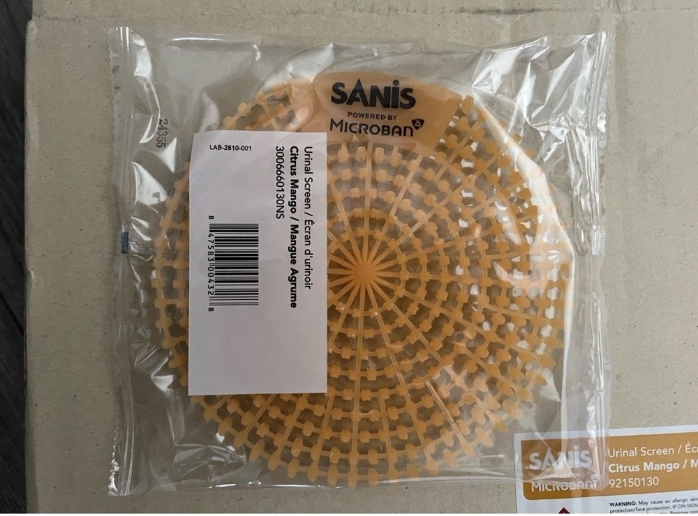 Sanis Urinal Screen Deodorizer Citrus Mango Scent! Pack Of 12