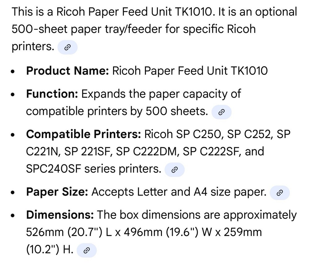 Ricoh Paper Feed Unit TK1010
