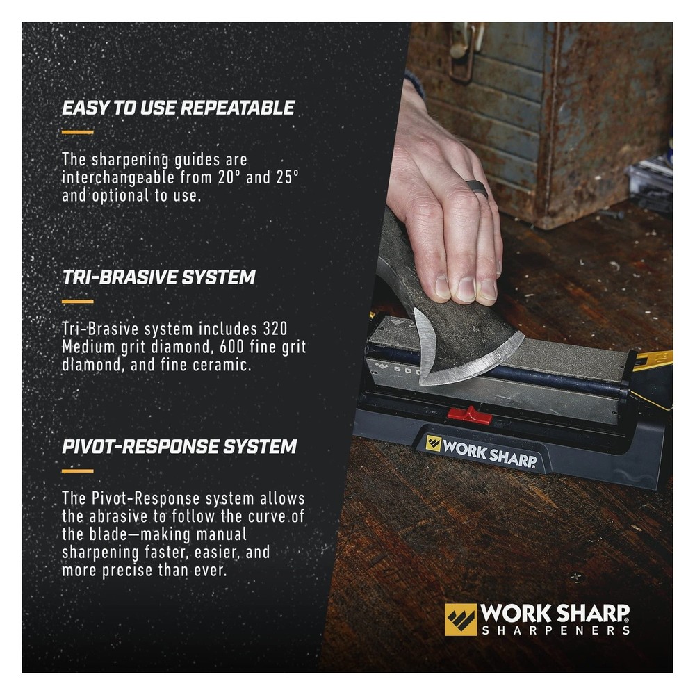 WORK SHARP Benchstone Knife Sharpener 3-Sided Manual Use