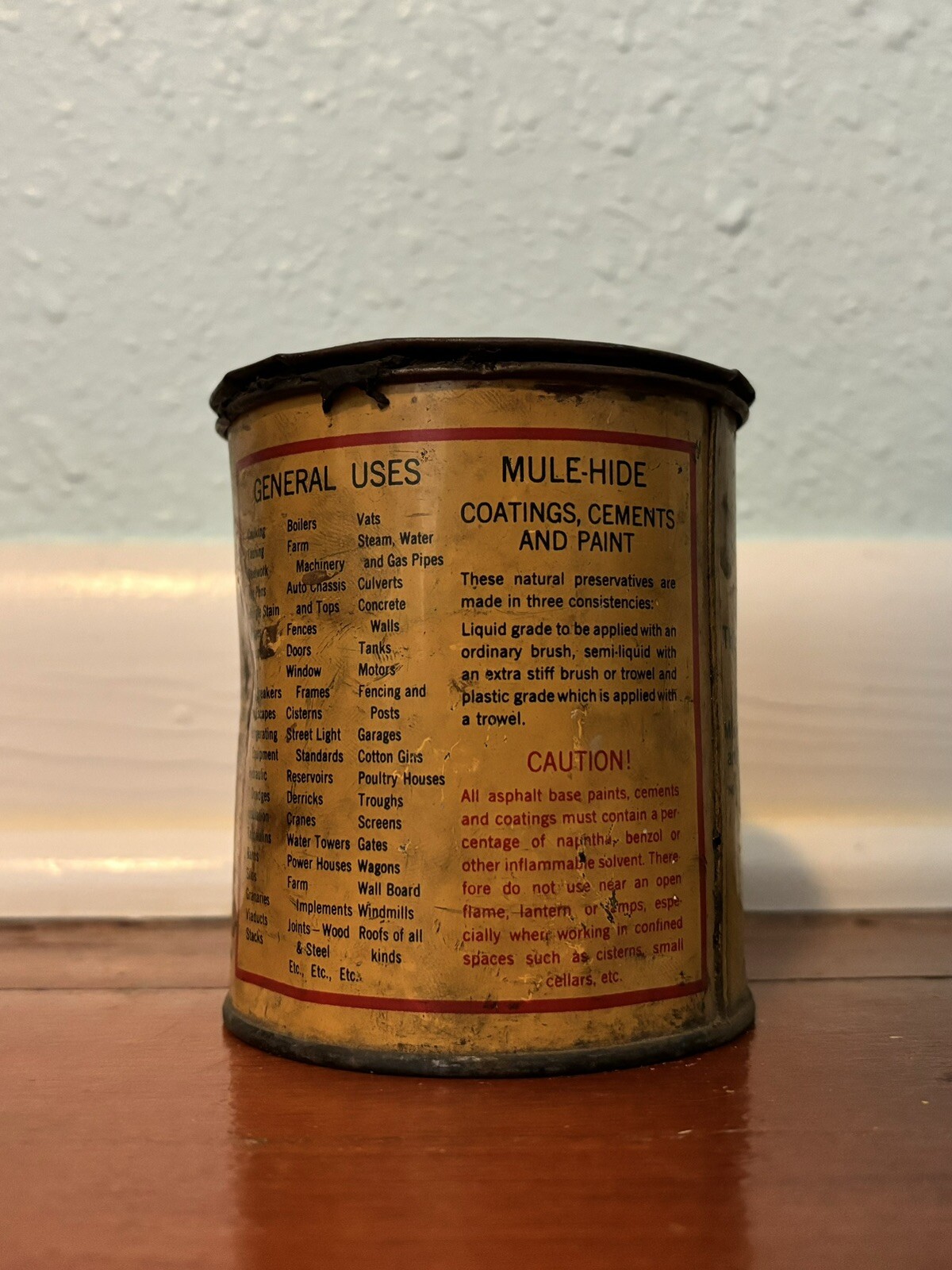 Vintage Mule-Hide Roofs plastic stay-tite cement 1 lb can, The Lehon Co, Chicago