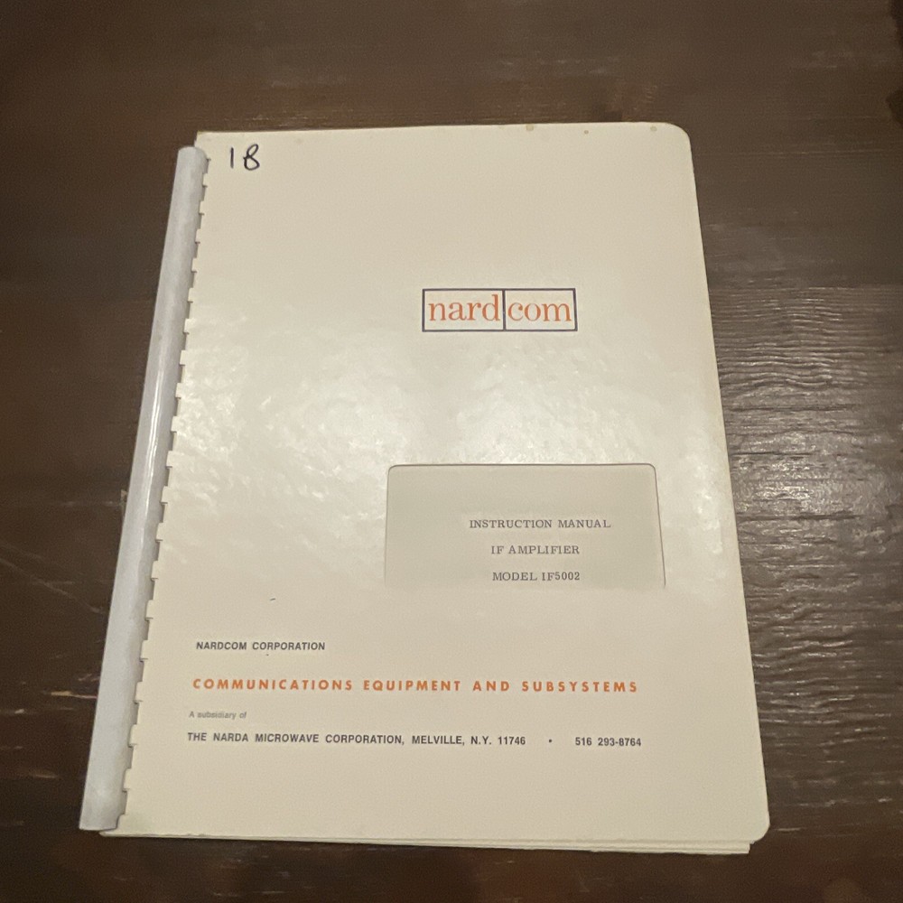 Nardcom Model IF5002 IF Amplifier Instruction Manual