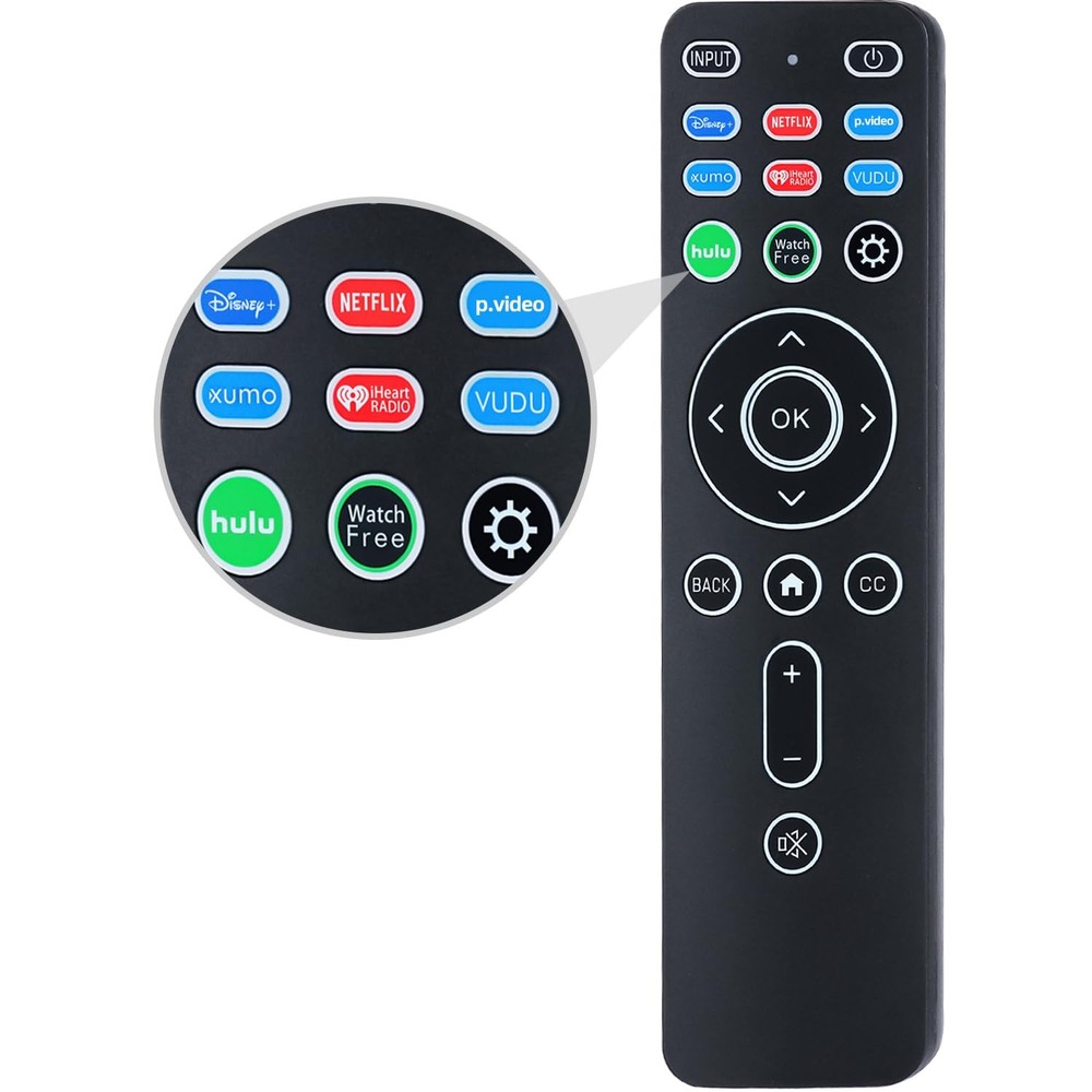 Universal Backlit Remote XRT260 Replacement for Vizio - Backlit, Black