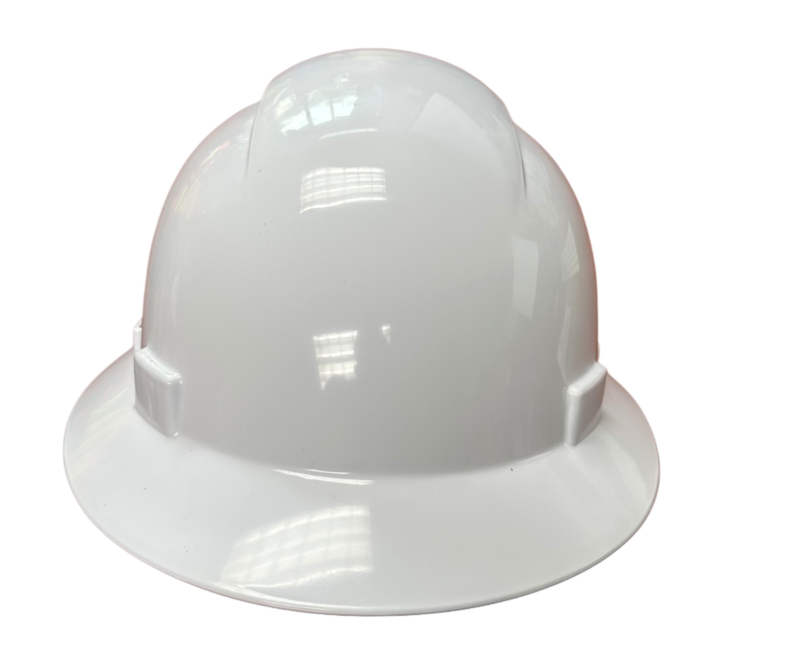6 Points White Full Brim Hard Hat with with Fas-trac Suspension