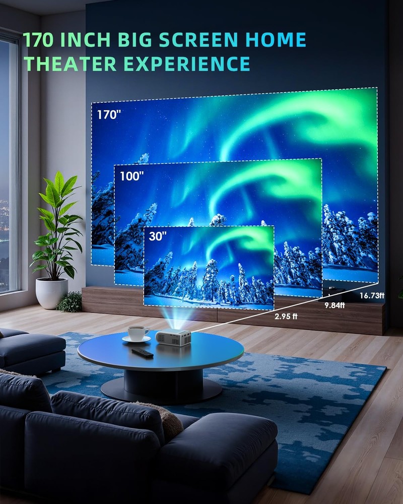 Miniproyector con WiFi y Bluetooth compatible con iOS/Android/PC/TV Stick/HDMI