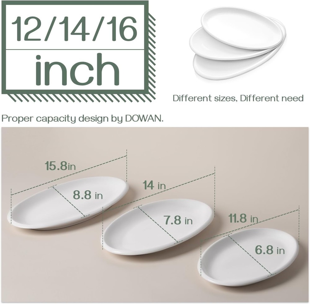Large White Ceramic Serving Platters Set of 3