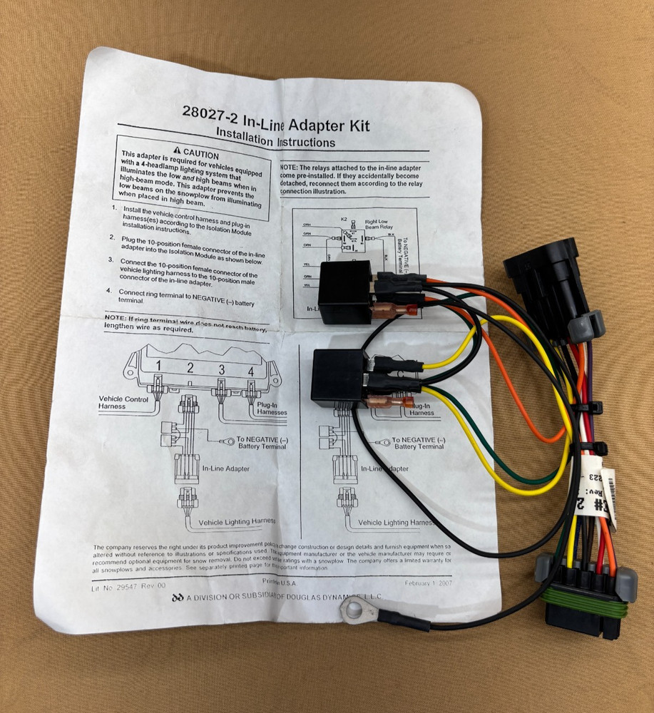 Douglas Dynamics 28027-2 Replacement In-Line Adapter Kit for Snow Plow