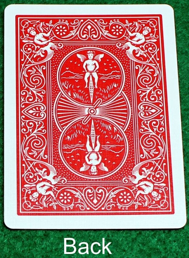 Overlapping Blue Back Maiden #2, Bicycle Printed Gaff Card, Red