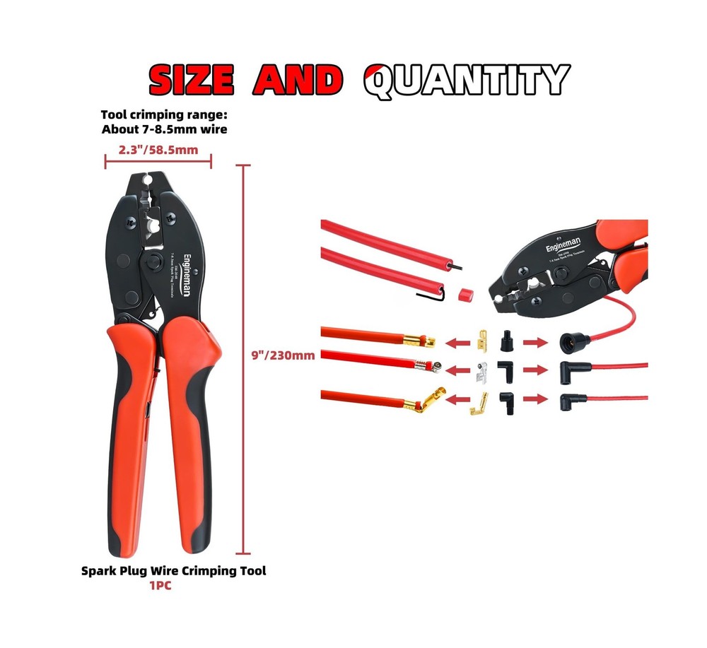 Spark Plug Wire Crimper, Crimping Pliers for Spark Plug Stripping Tool, EM-20...