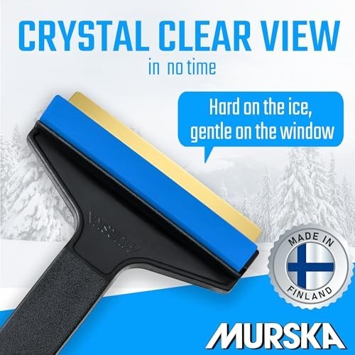 Long Handle Ice Scraper 2-Pack - Brass Blade Car Snow Scraper for Windshield