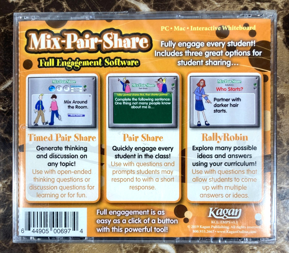 Kagan Publishing Mix-Pair-Share Full Engagement Software PC Mac CD-Rom SEALED