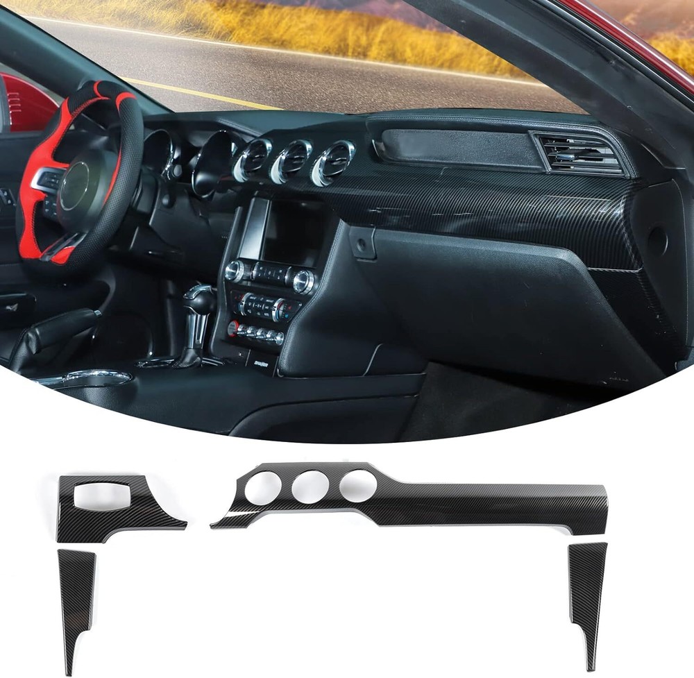 Carbon Fiber Dashboard Panel Decor Trim Kit for Ford Mustang 2015+ Accessories