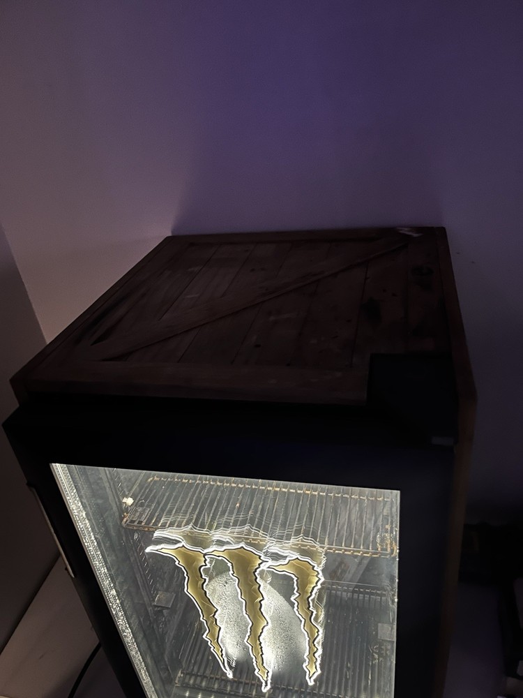 Java Monster Mini Fridge Rustic Wood Design – Rare Collectible Cooler