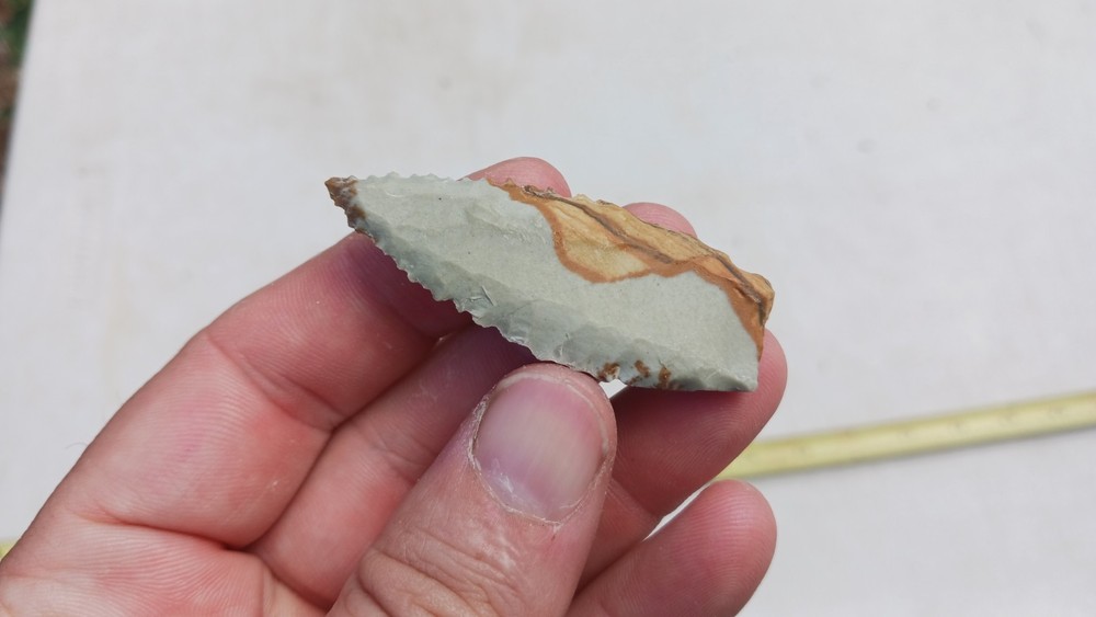 2 Clovis, Fluted Type Flint Knapped Points, Paleo Arrowheads, Atlatl