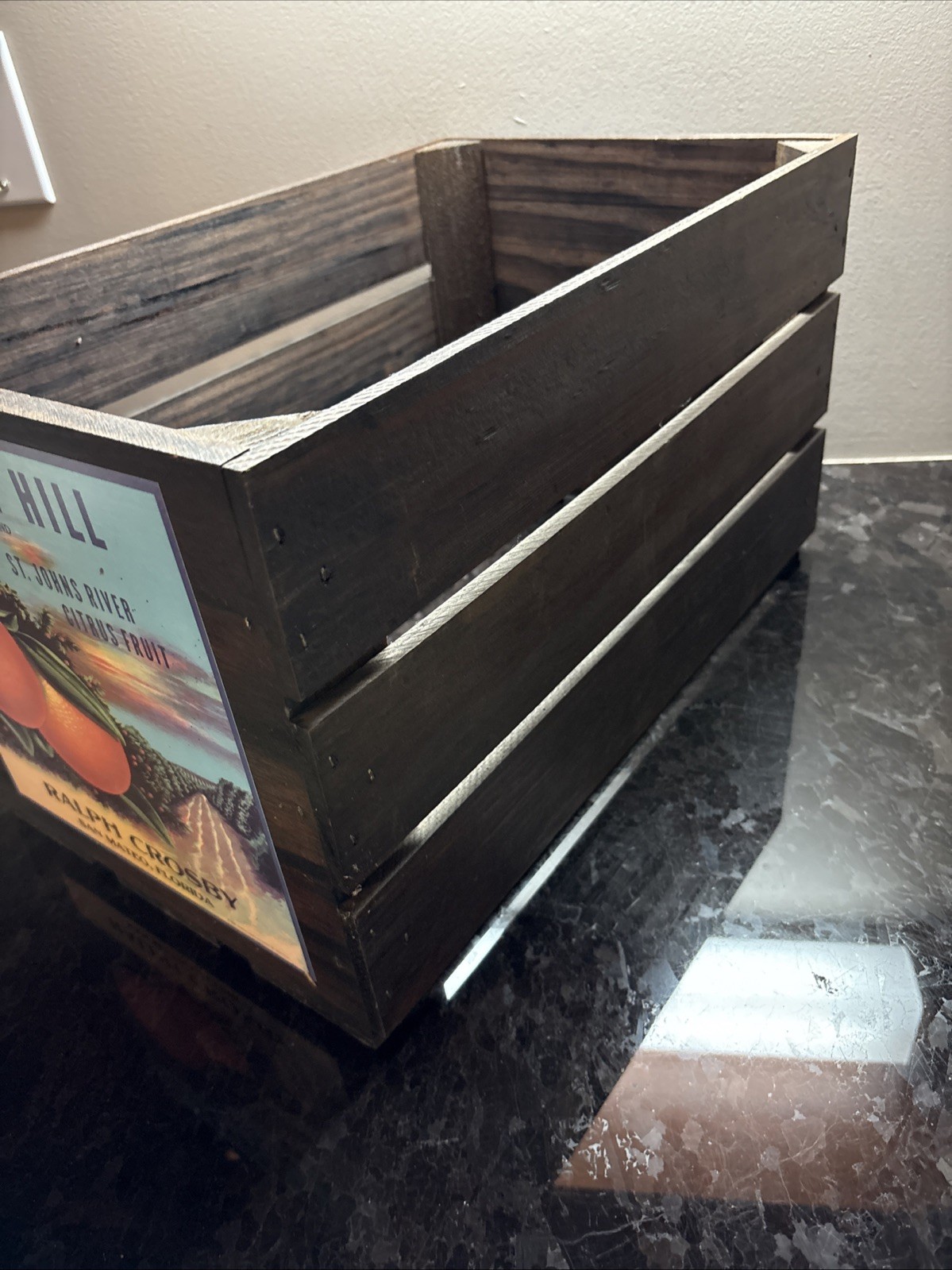 Vintage Wood Fruit Crate Sunset Hill Ralph Crosby San Mateo Florida 18 X 11 X 10