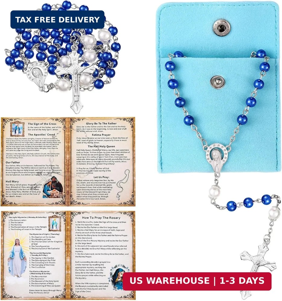 Quelay Rosary for Women Catholic Gifts Our Lady of Rosary Beads Pray Card Neckla